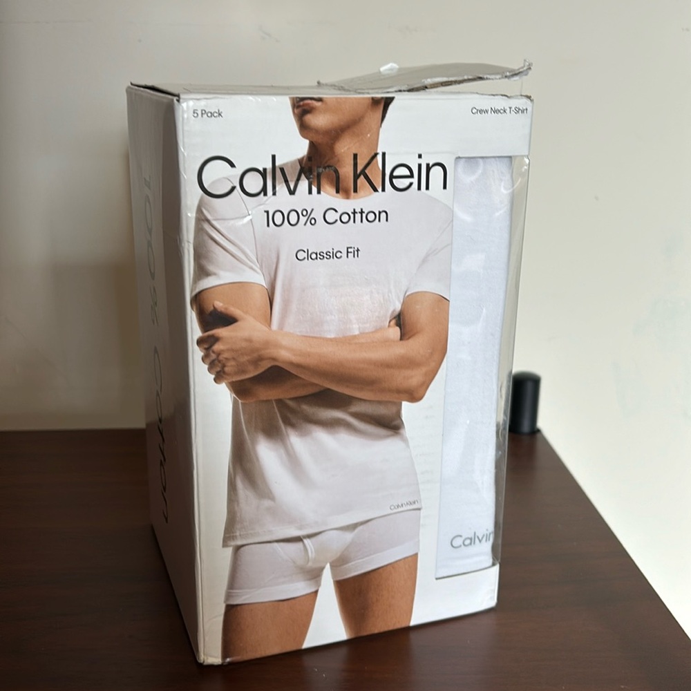 Calvin Klein 100% Cotton Crew Neck T-Shirt Classic Fit Pack of 5